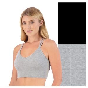 SO lightly lined strappy seamless bra camis, size S. Gray and black NWT